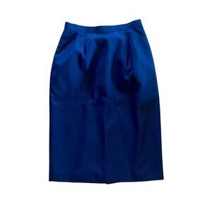Anne Klein Kasper Vintage Blue Straight Pencil Midi Skirt Suit